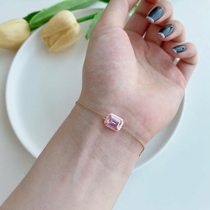 [Amore]2.0 Carat Sparkling Colorful Emerald Cut Daily Bracelet