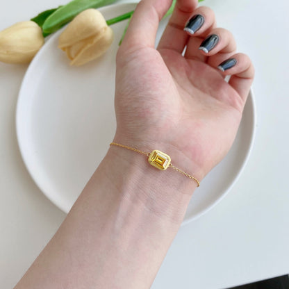 [Amore]2.0 Carat Sparkling Colorful Emerald Cut Daily Bracelet