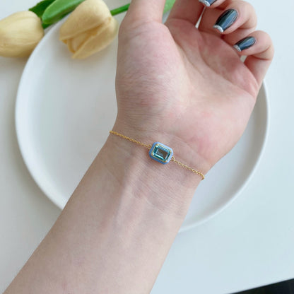 [Amore]2.0 Carat Sparkling Colorful Emerald Cut Daily Bracelet