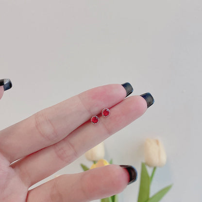 [Amore]Sparkling Colorful Round Shape Earrings