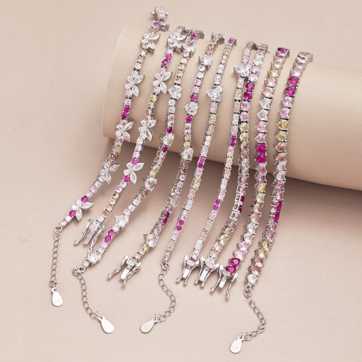 [Amore]Delicate Colorful Rainbow Tennis Chain