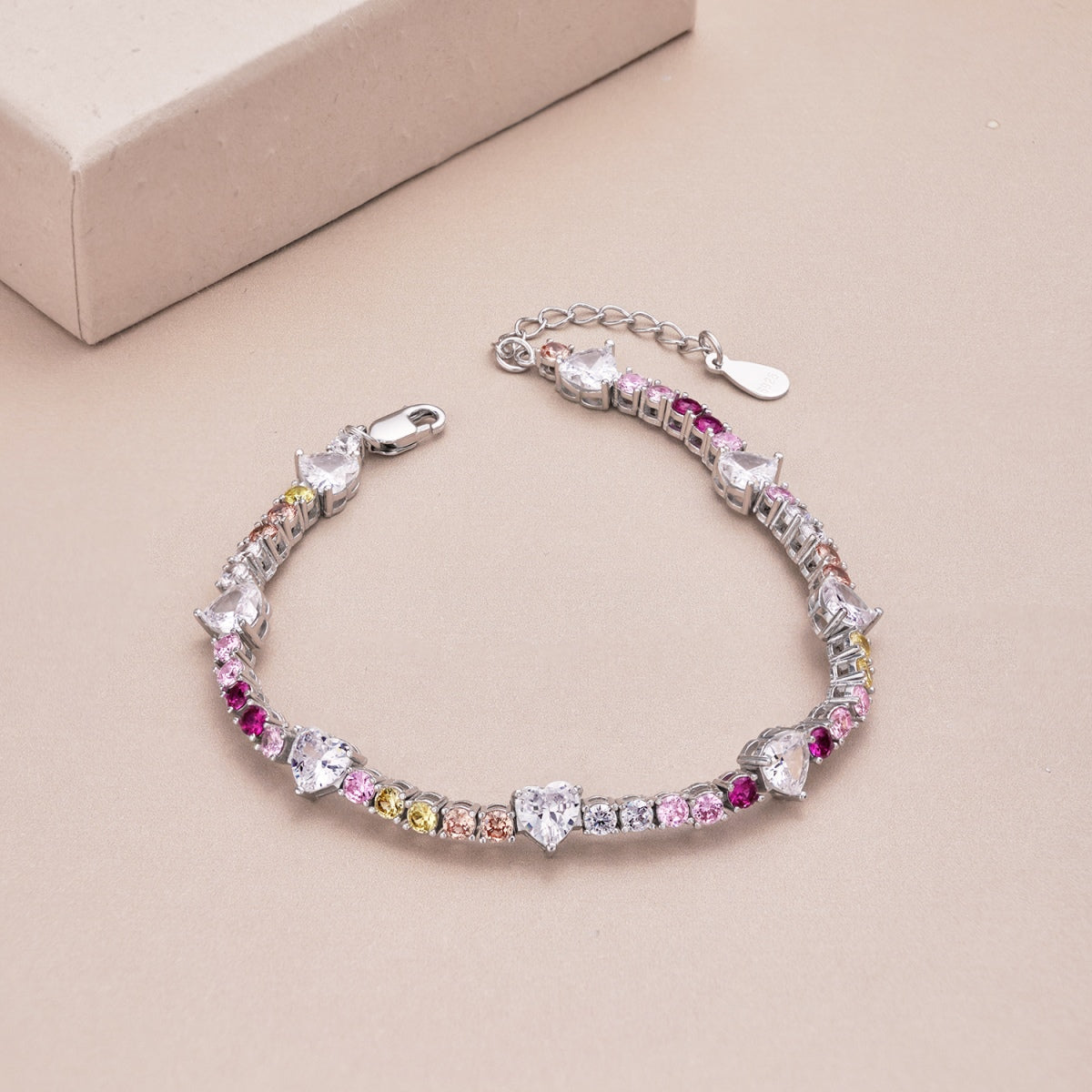 [Amore]Romantic Heart Shape Round Cut Lover Bracelet