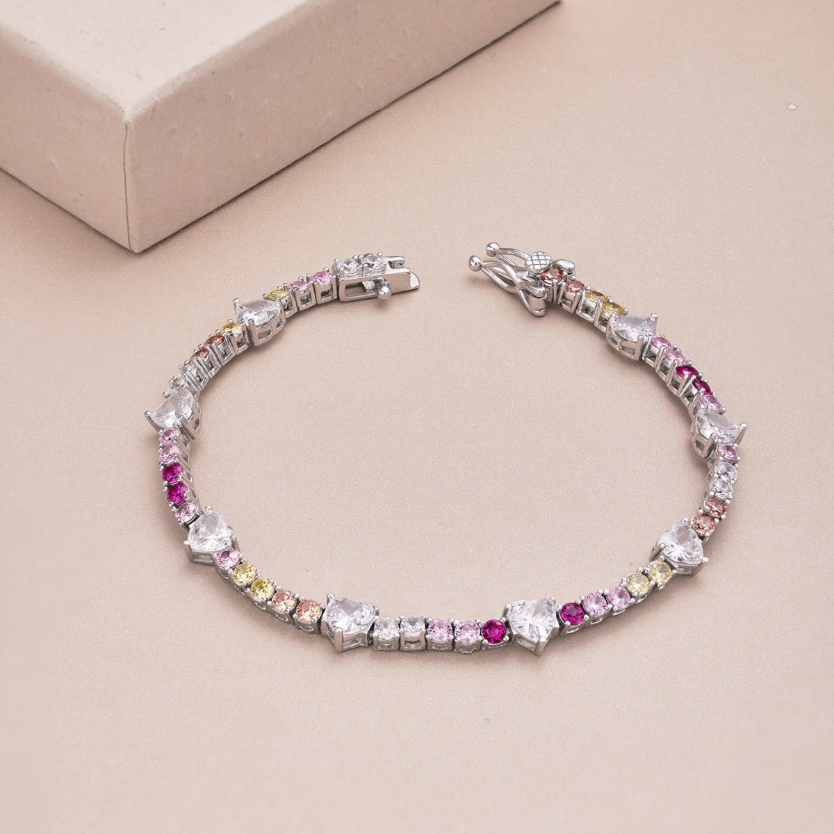 [Amore]Romantic Heart Shape Round Cut Lover Bracelet