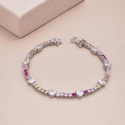 [Amore]Romantic Heart Shape Round Cut Lover Bracelet