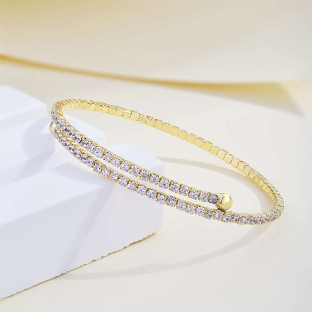 [Amore]Row of Diamonds Round Fashion Bracelet