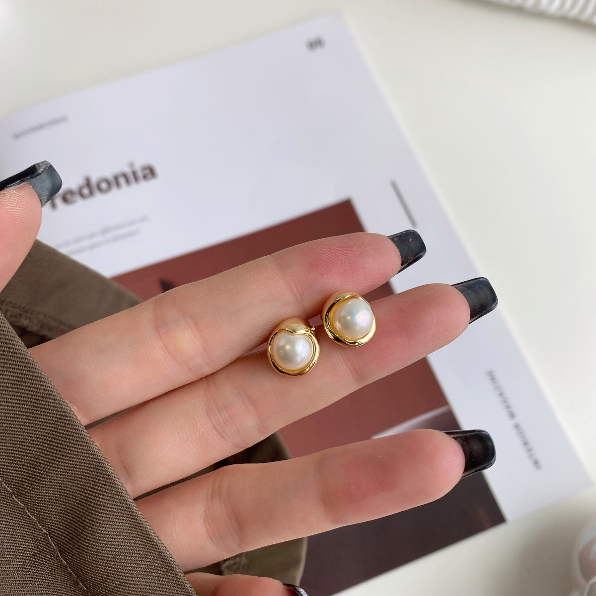 [Amore]Dainty Bread Pearl Earrings