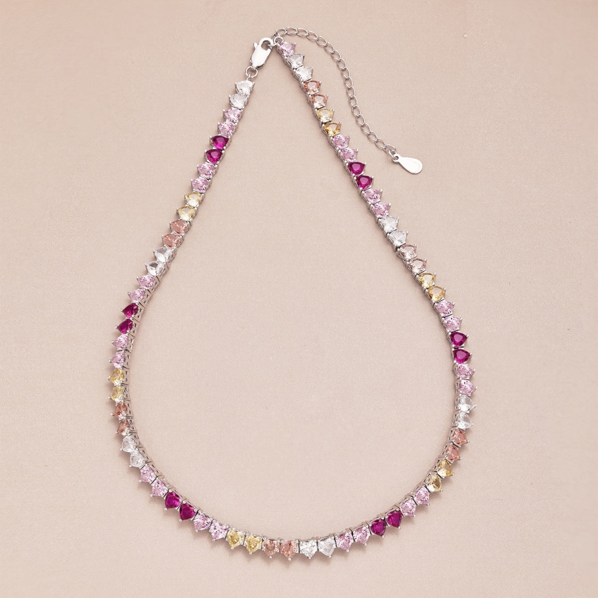 [Amore]Sparkling Colorful Full Heart Tennis Necklace