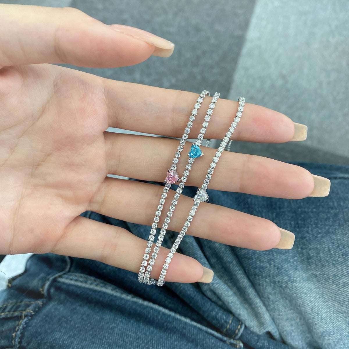 [Amore]0.5 Carat Elegant Romantic Heart Shape Lover Bracelet