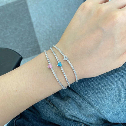 [Amore]0.5 Carat Elegant Romantic Heart Shape Lover Bracelet