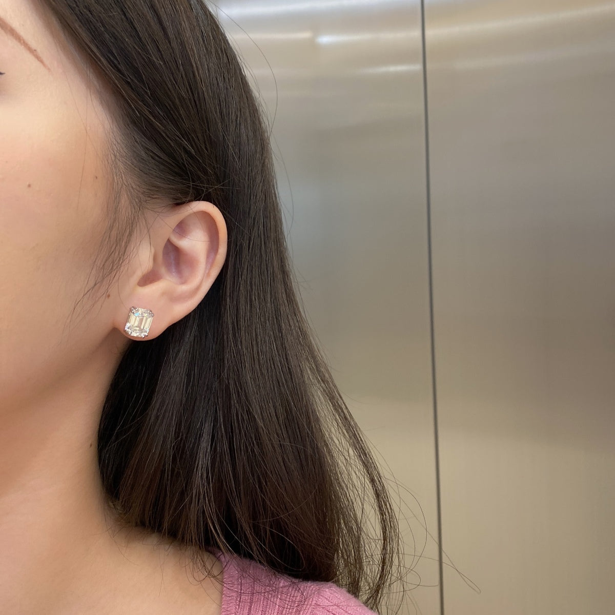 [Amore]Dazzling Square Shape Earrings