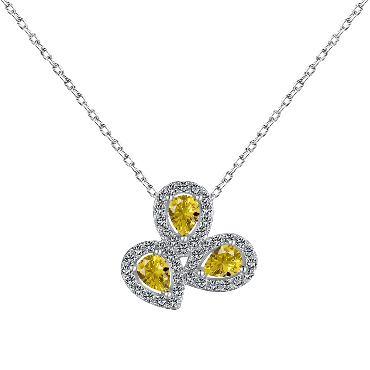 [Amore]Elegant Flower Shape Pear Cut Necklace