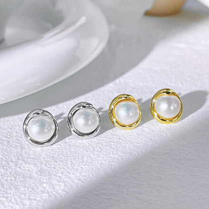 [Amore]Dainty Bread Pearl Earrings