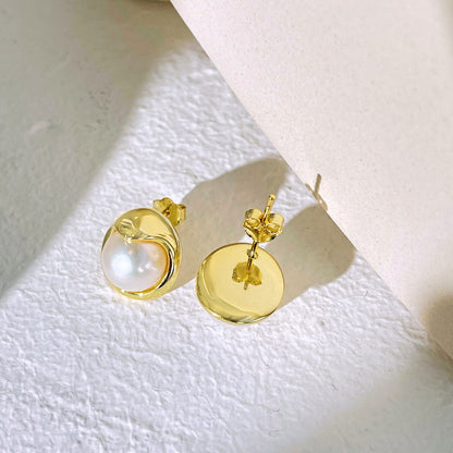 [Amore]Dainty Bread Pearl Earrings