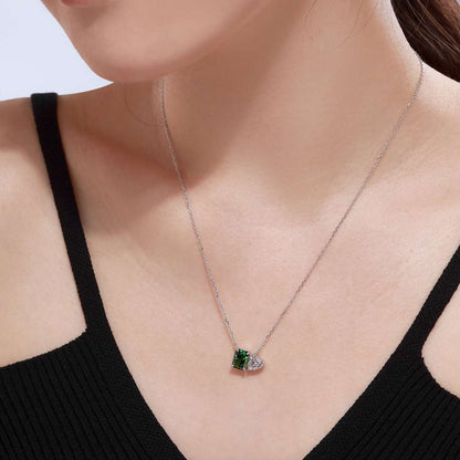 [Amore]Dazzling Square & Heart Shape Necklace