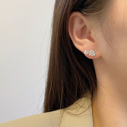 [Amore]Double Heart-Shape Classic Princess Style Earrings