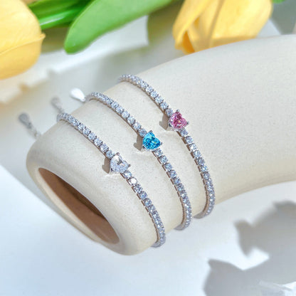 [Amore]0.5 Carat Elegant Romantic Heart Shape Lover Bracelet