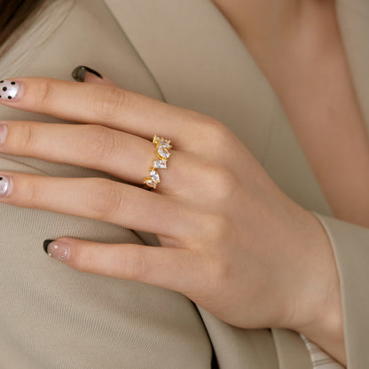 [Amore]Delicate Multi Cut Ring