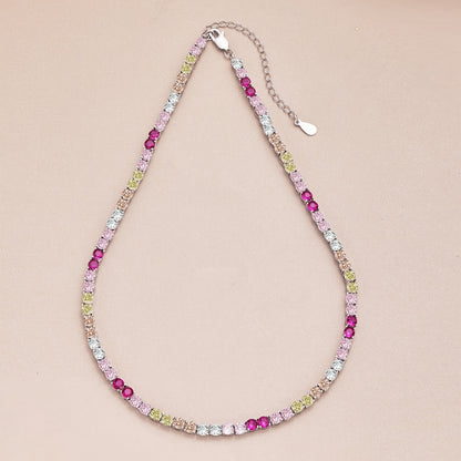 [Amore]Delicate Colorful Tennis Necklace