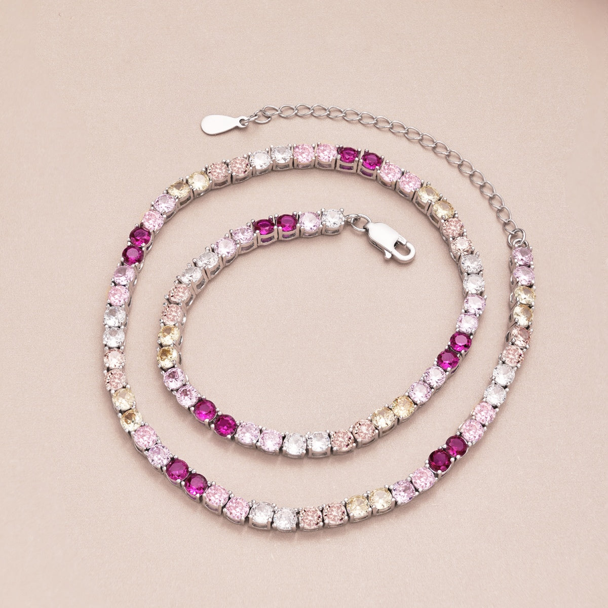 [Amore]Delicate Colorful Tennis Necklace