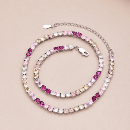 [Amore]Delicate Colorful Tennis Necklace