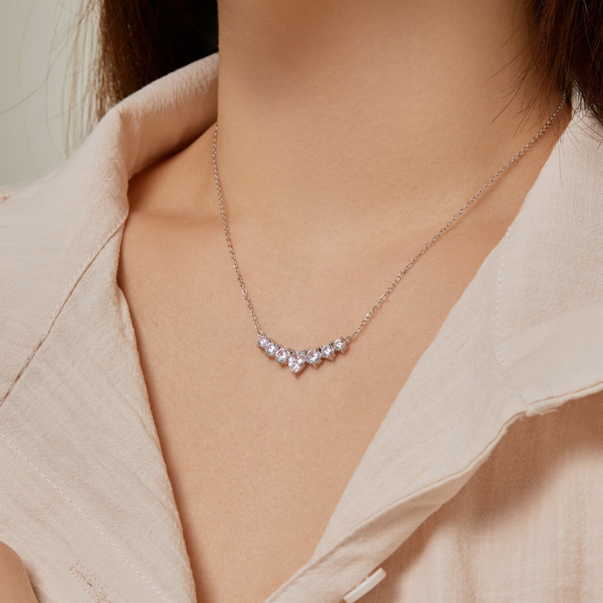 [Amore]Dainty Colorful Heart Necklace