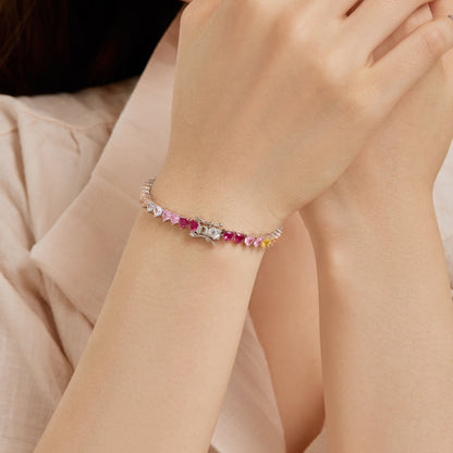 [Amore]Luxurious Colorful Romantic Heart Shape Lover Bracelet
