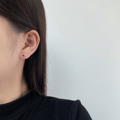 [Amore]Sparkling Colorful Round Shape Earrings