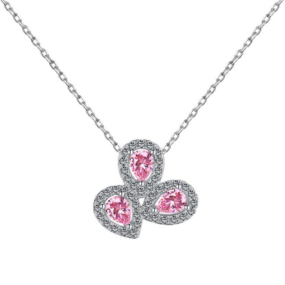 [Amore]Elegant Flower Shape Pear Cut Necklace