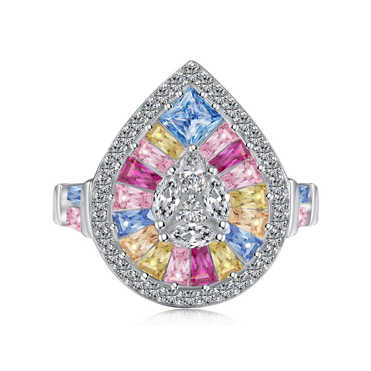 [Amore]Elegant Colorful Water Drop Shape Banquet Ring