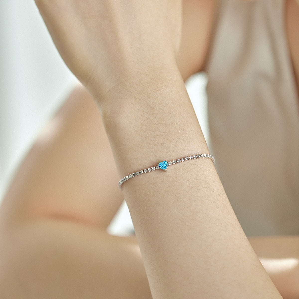 [Amore]0.5 Carat Elegant Romantic Heart Shape Lover Bracelet