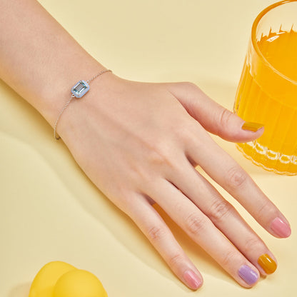 [Amore]2.0 Carat Sparkling Colorful Emerald Cut Daily Bracelet