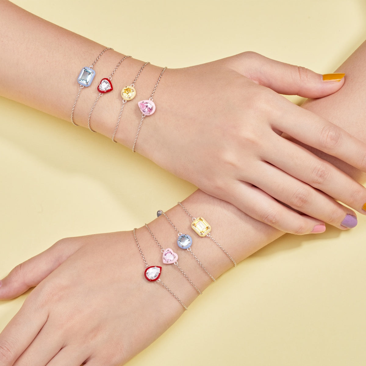 [Amore]2.0 Carat Sparkling Colorful Emerald Cut Daily Bracelet
