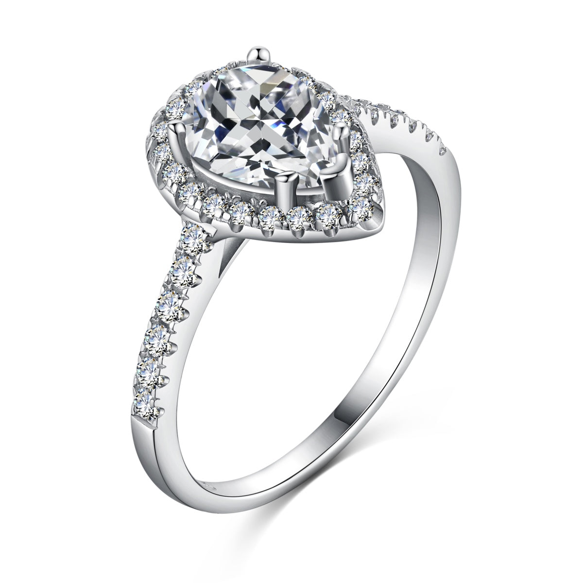 [Amore]1.0 Carat Luxurious Resplendent Water Drop Shape Wedding Ring
