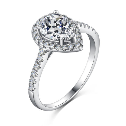 [Amore]1.0 Carat Luxurious Resplendent Water Drop Shape Wedding Ring