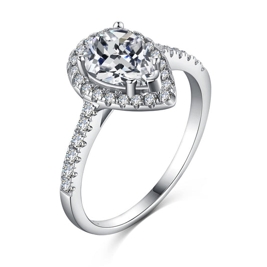 [Amore]1.0 Carat Luxurious Resplendent Water Drop Shape Wedding Ring