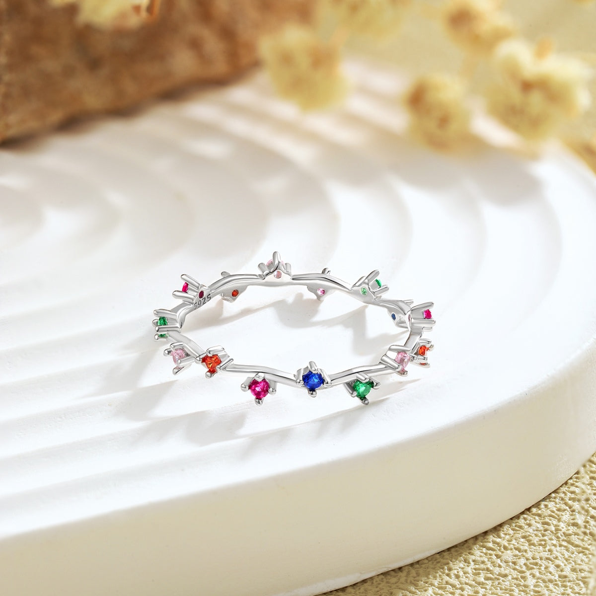 [Amore]Radiant Colorful Round Cut Daily Ring