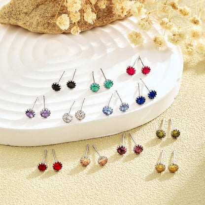 [Amore]Sparkling Colorful Round Shape Earrings