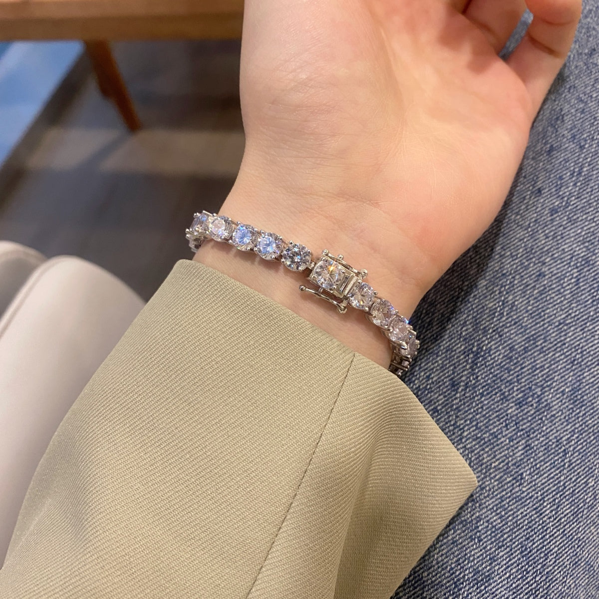 [Amore]0.75 Carat Dazzling Round Cut Wedding Bracelet