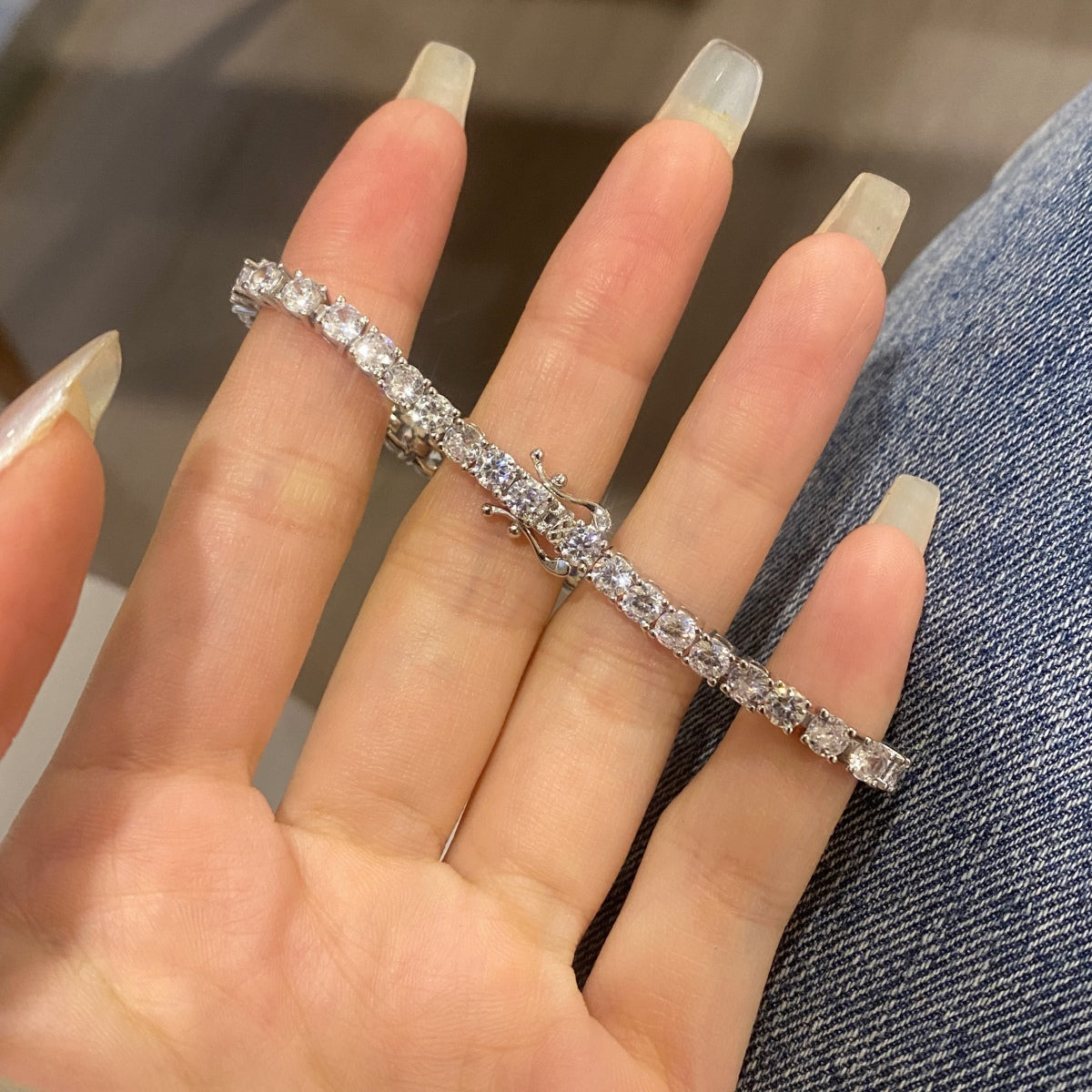[Amore]Luxurious Ornate Round Cut Tennis Bracelet