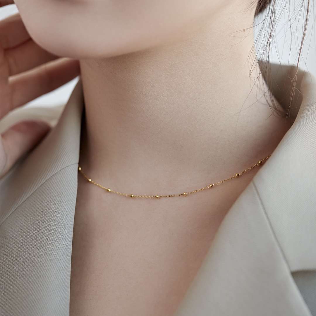 [Amore]Small Bead Clavicle Chain Simple Necklace