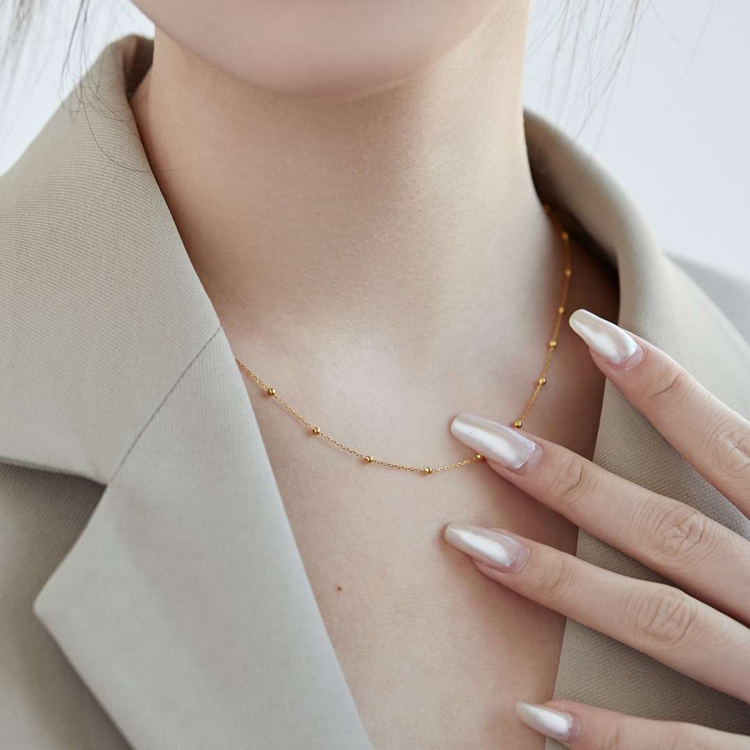 [Amore]Small Bead Clavicle Chain Simple Necklace