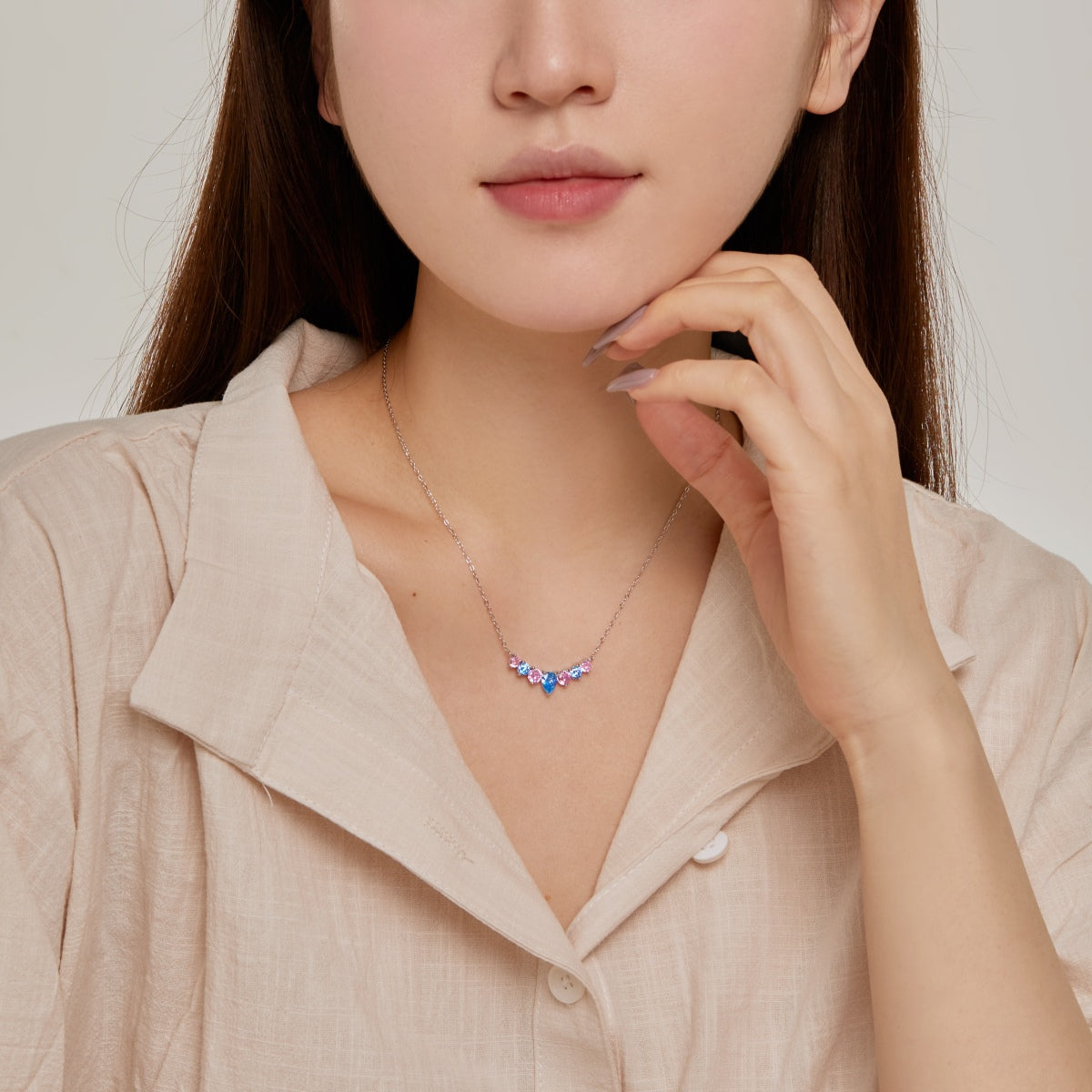 [Amore]Dainty Colorful Heart Necklace