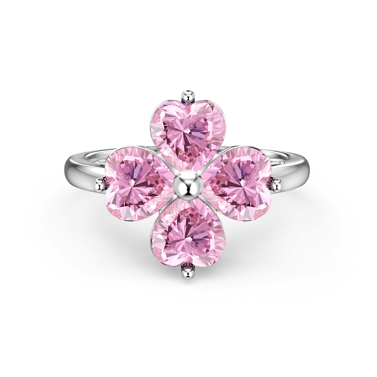 [Amore]Heart-shaped Four-Leaf Clover Ball Ring