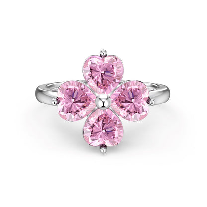 [Amore]Heart-shaped Four-Leaf Clover Ball Ring