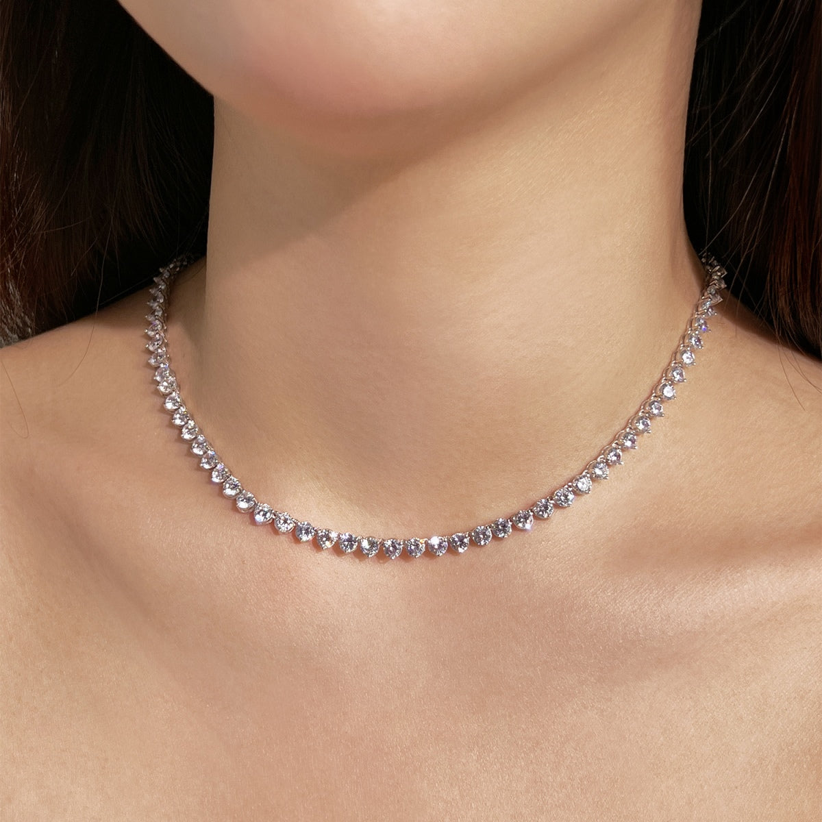 [Amore]Ornate Heart Cut Tennis Necklace