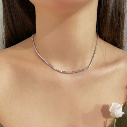 [Amore]Delicate Round Shape Tennis Necklace