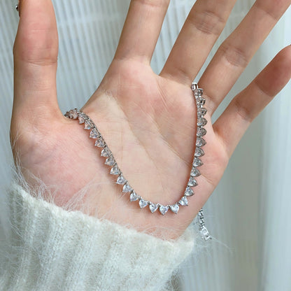 [Amore]Ornate Heart Cut Tennis Necklace