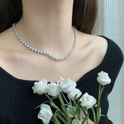 [Amore]Ornate Heart Cut Tennis Necklace