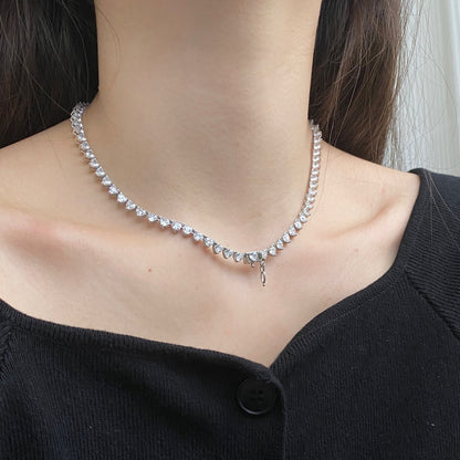 [Amore]Ornate Heart Cut Tennis Necklace