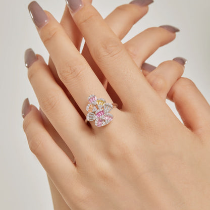 [Amore]Sparkling Colorful Water Drop Shape Daily Ring